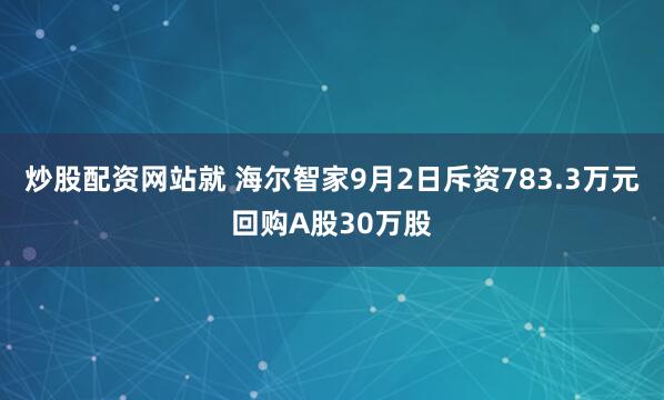 炒股配资网站就 海尔智家9月2日斥资783.3万元回购A股30万股